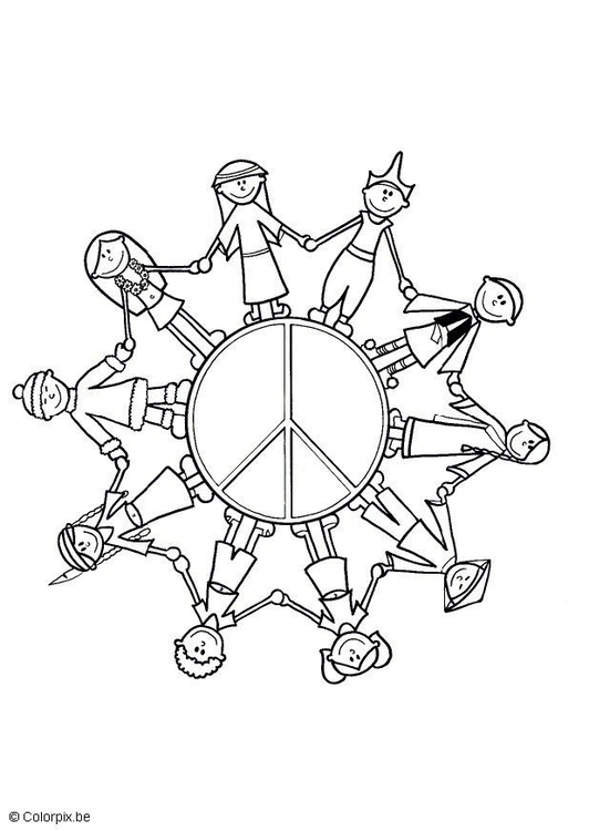 Coloring page children of the world