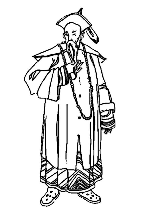 Coloring page chinese man