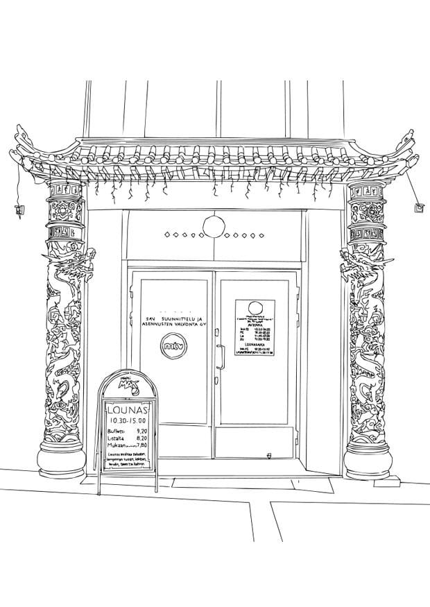 Coloring page Chinese restaurant