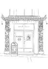 Coloring page Chinese restaurant