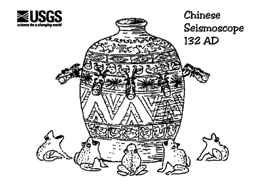 Coloring page Chinese seismoscope 132 AD
