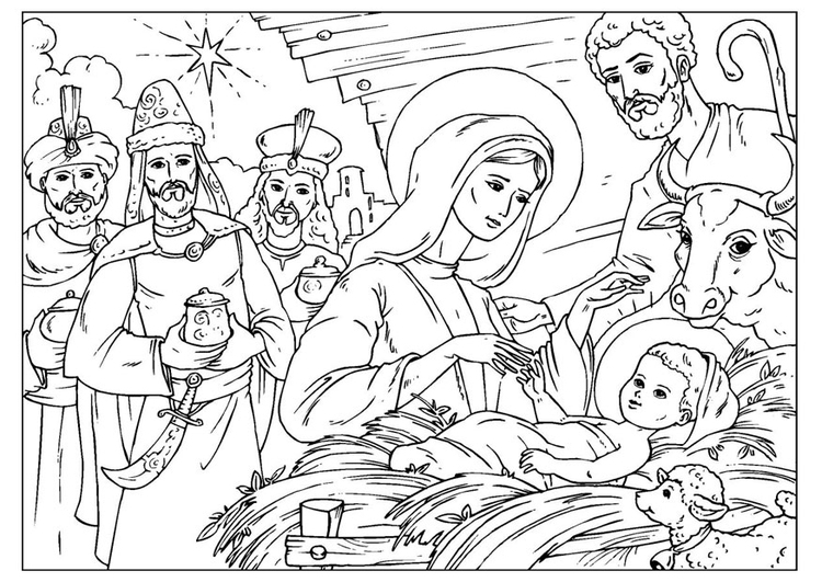 Manger scene with the birth of Jesus 16962989 Vector Art at Vecteezy