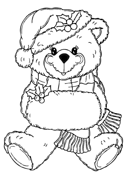 Coloring page christmas bear