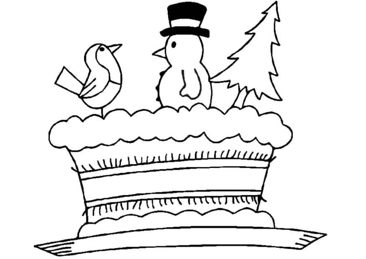 Coloring page Christmas Cake