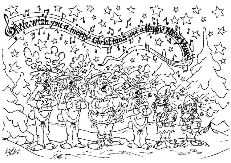 Coloring page Christmas choir