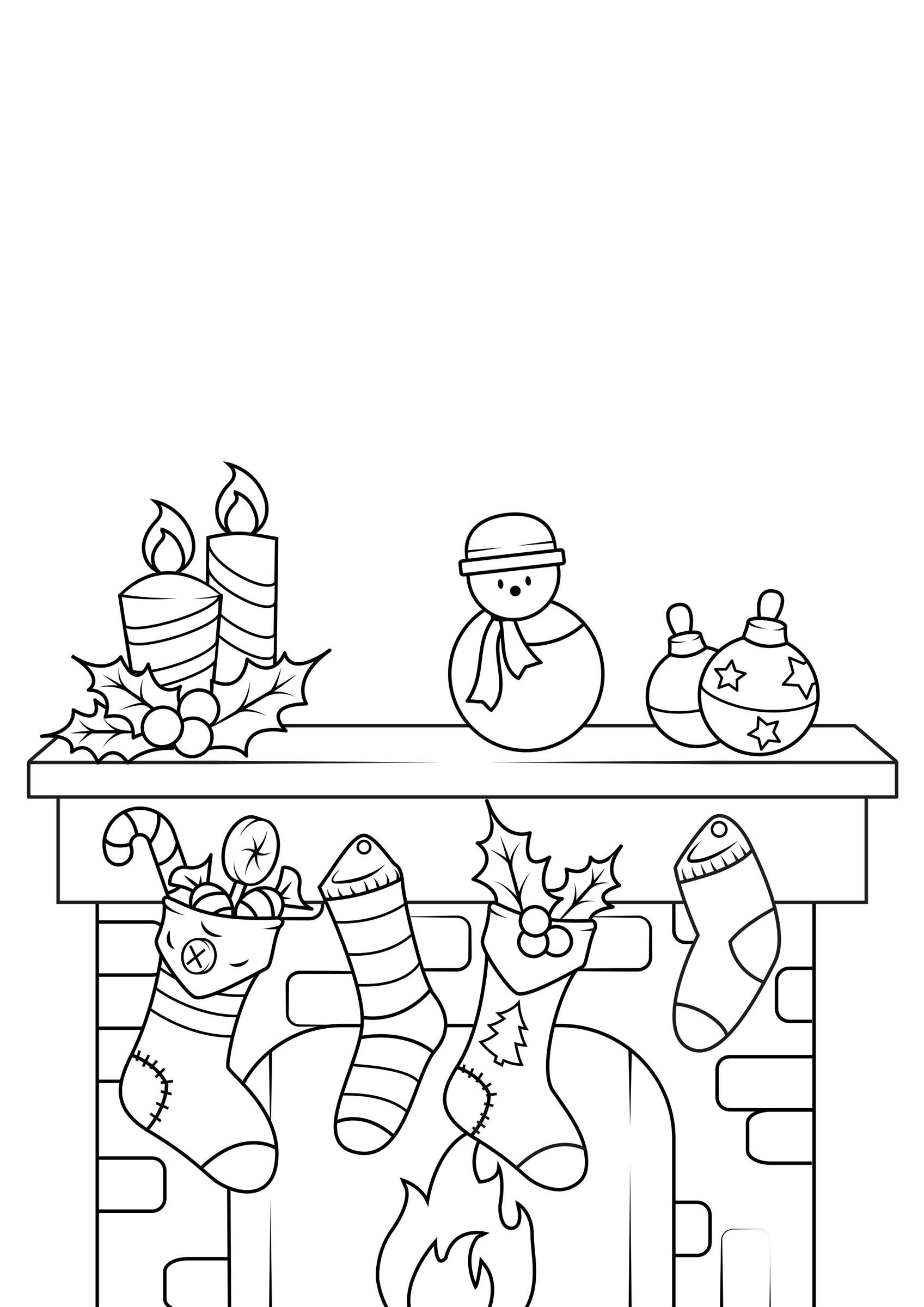 Coloring page Christmas decorations with Christmas stocking