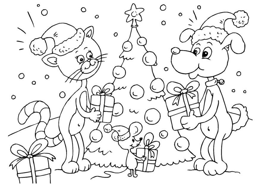 Coloring page Christmas for animals