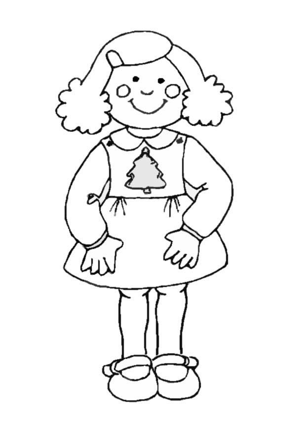 Coloring page Girl in Christmas dress