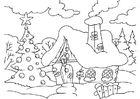 Coloring page Christmas house