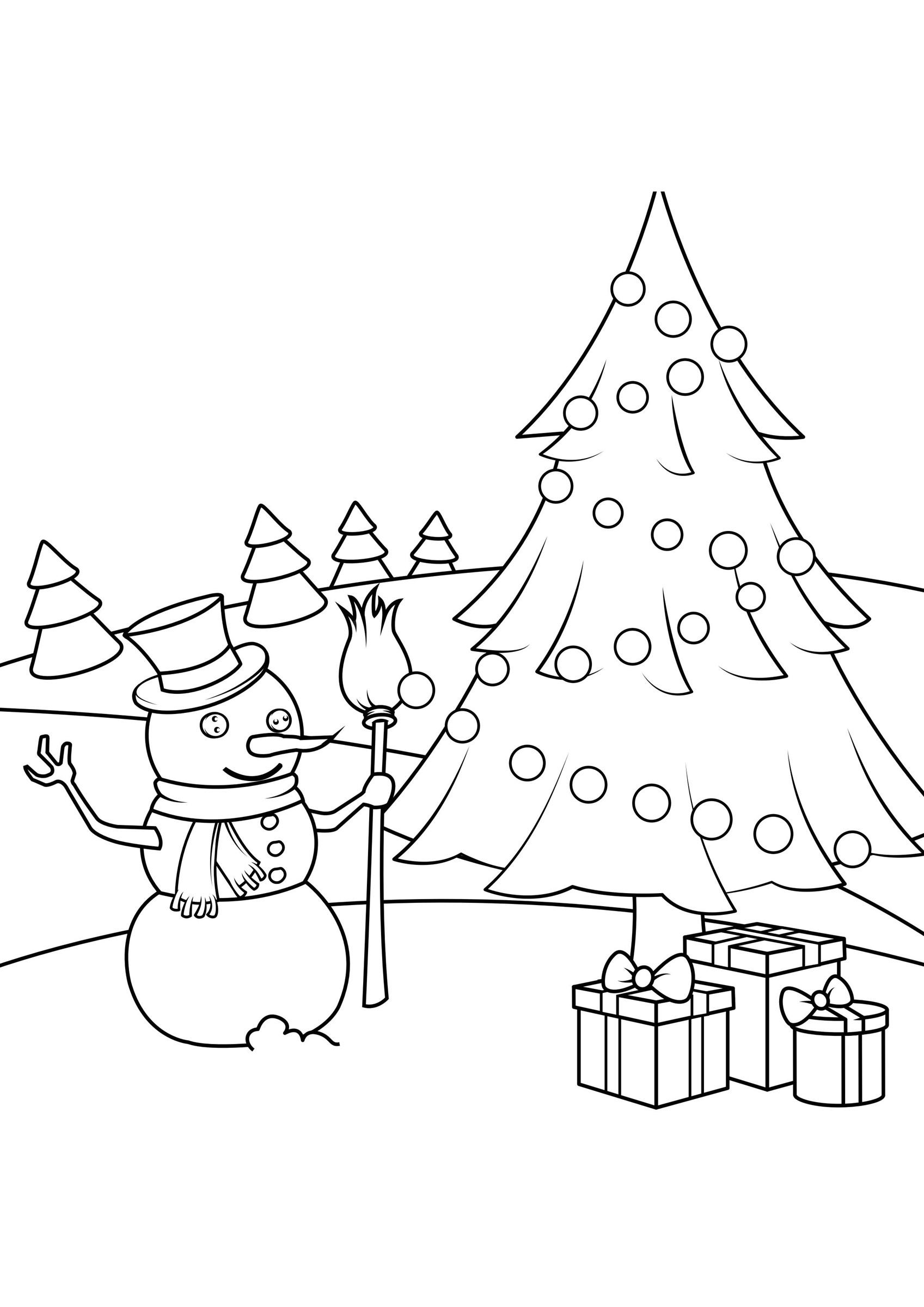 Coloring page christmas scene