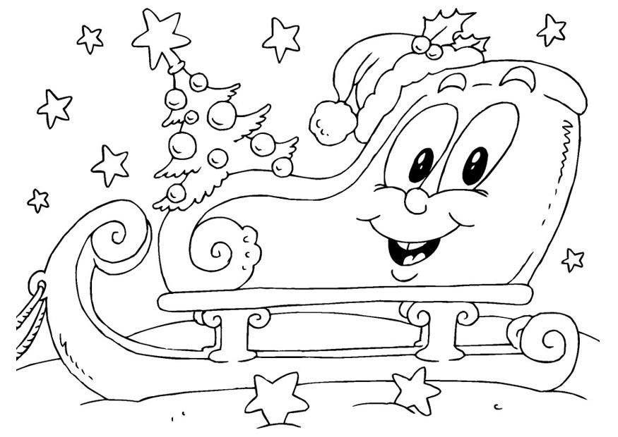 Coloring page christmas sled