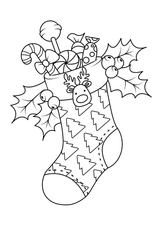 Coloring page Christmas stocking