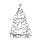 Coloring page christmas tree with presents