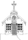 Coloring page church in winter