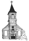 Coloring pages church in winter