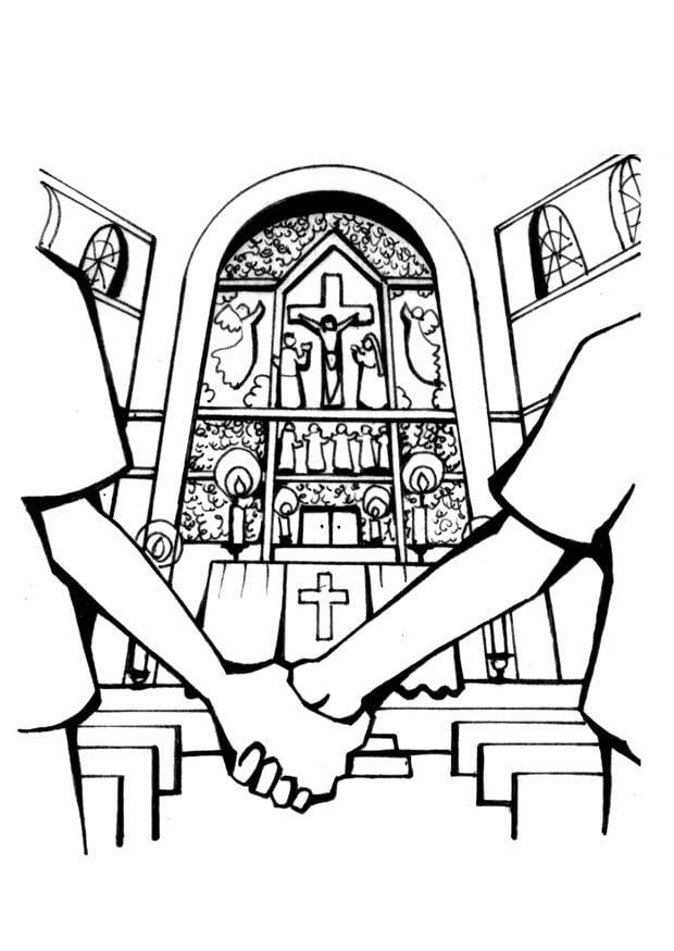 Coloring page church wedding