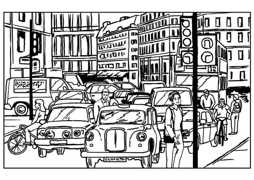 Coloring page city traffic