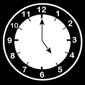 Coloring page clock says five o'clock