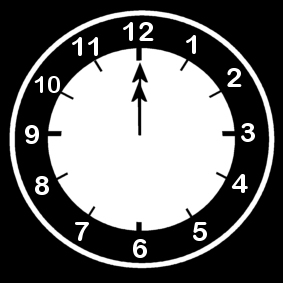Coloring page clock says twelve o'clock
