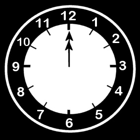 Coloring page clock says twelve o'clock