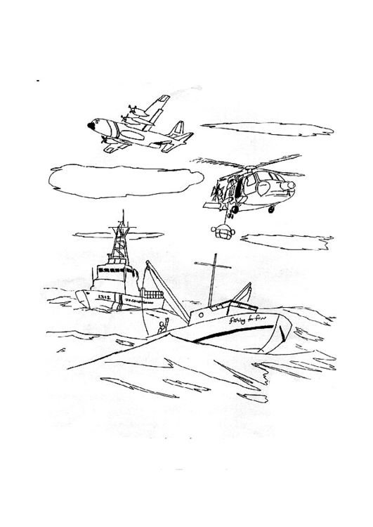 Coloring page Coast Guard in action