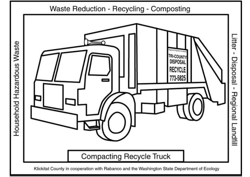 Coloring page compacting recycle truck
