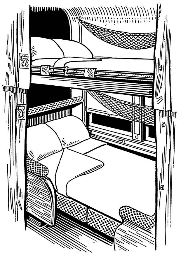 Coloring page compartment in ship