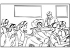 Coloring page computer classroom