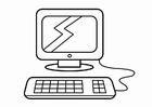Coloring page computer corner, research corner