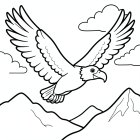 coloring-page condor in the mountains