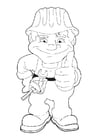 Coloring page construction worker
