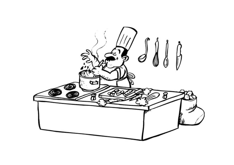 Coloring page cook