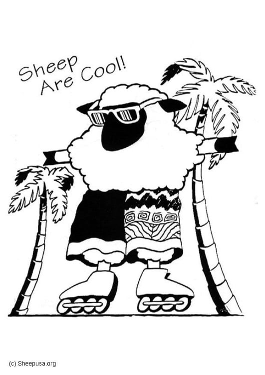 Coloring page cool sheep