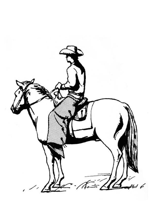 Coloring page cowboy on horse