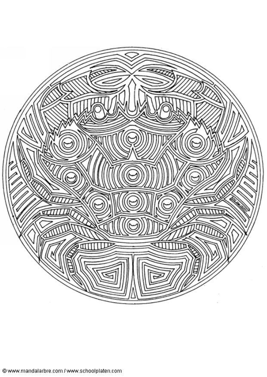 Coloring page crab mandala