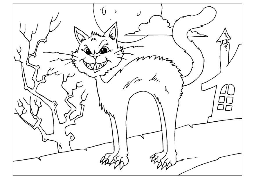 Coloring page creepy cat