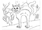 Coloring page creepy cat