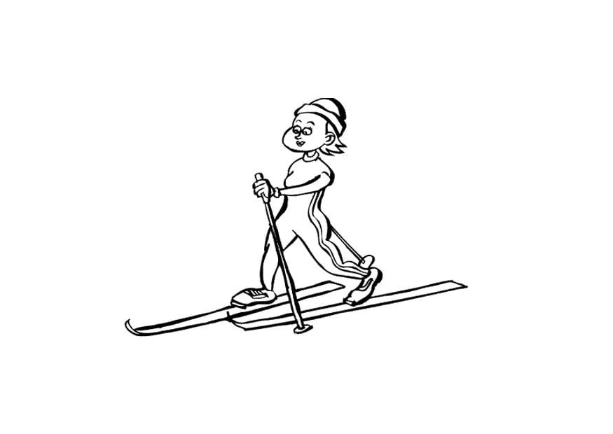 Coloring page cross counrty skiing