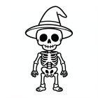 Coloring page cute halloween skeleton