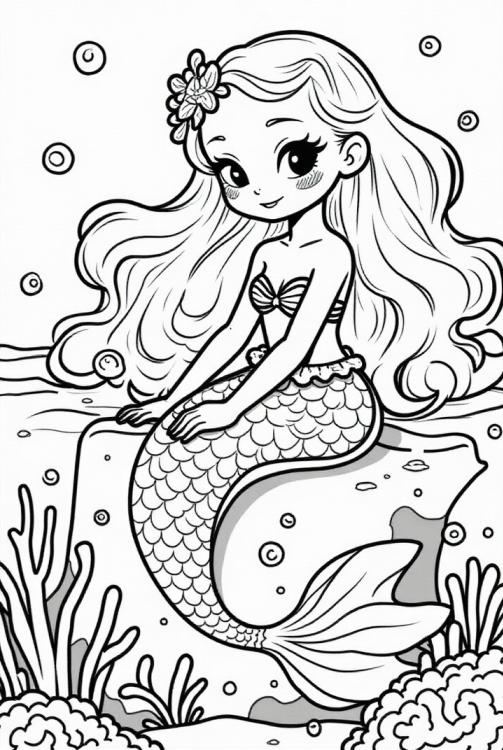 cute mermaid in the sea