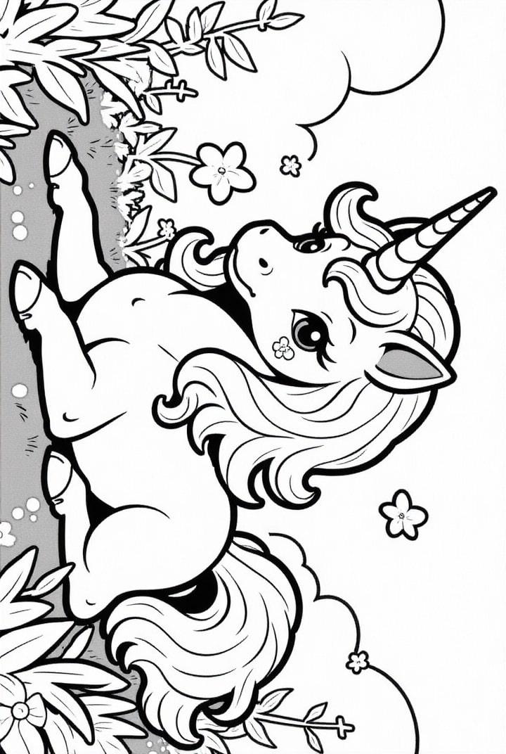 cute unicorn in the meadow