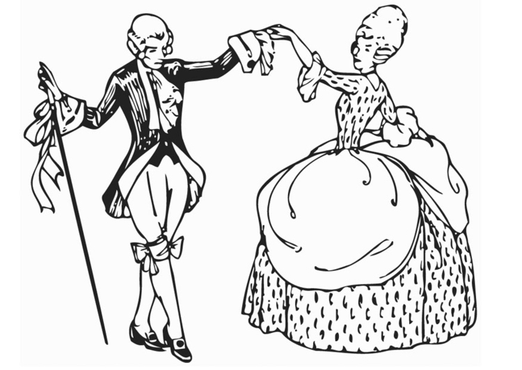 Coloring page dance - minuet