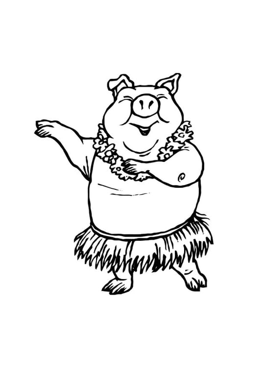 Coloring page dancing pig