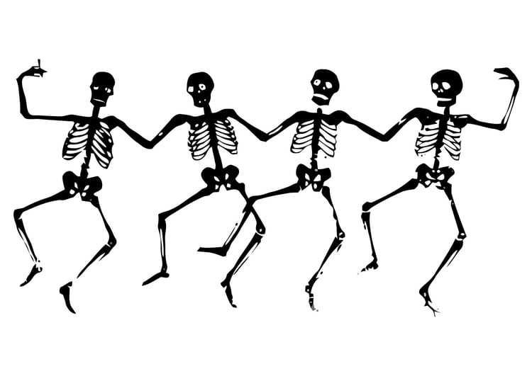 Coloring page dancing skeletons