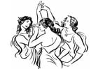Coloring pages dancing women