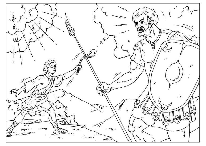 Coloring page David and Goliath