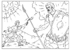 Coloring page David and Goliath
