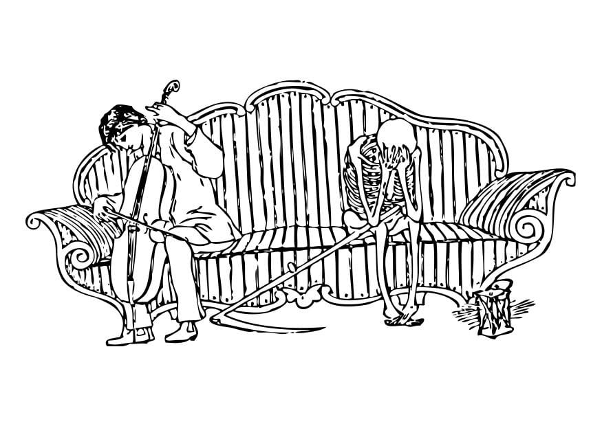 Coloring page death mourns