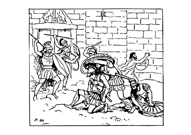 Coloring page death of Achillies