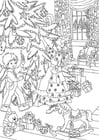 Coloring page decorate Christmas tree